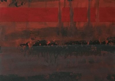 Soosan Danesh, Crimson night, acrylic on wood, 26x20cm