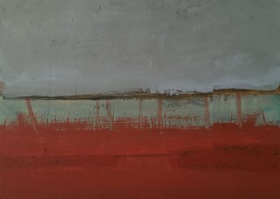 Soosan Danesh, Holy Island, acrylic on canvas, 40x40cm, sold